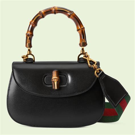 borsa gucci tela nera manico bamboo|Borse Gucci in Tela Nero .